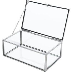 Vintage Glass Box with Lid - Clear Jewelry Glass Display Box Keepsake